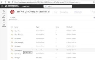 Opening the Student Work document library